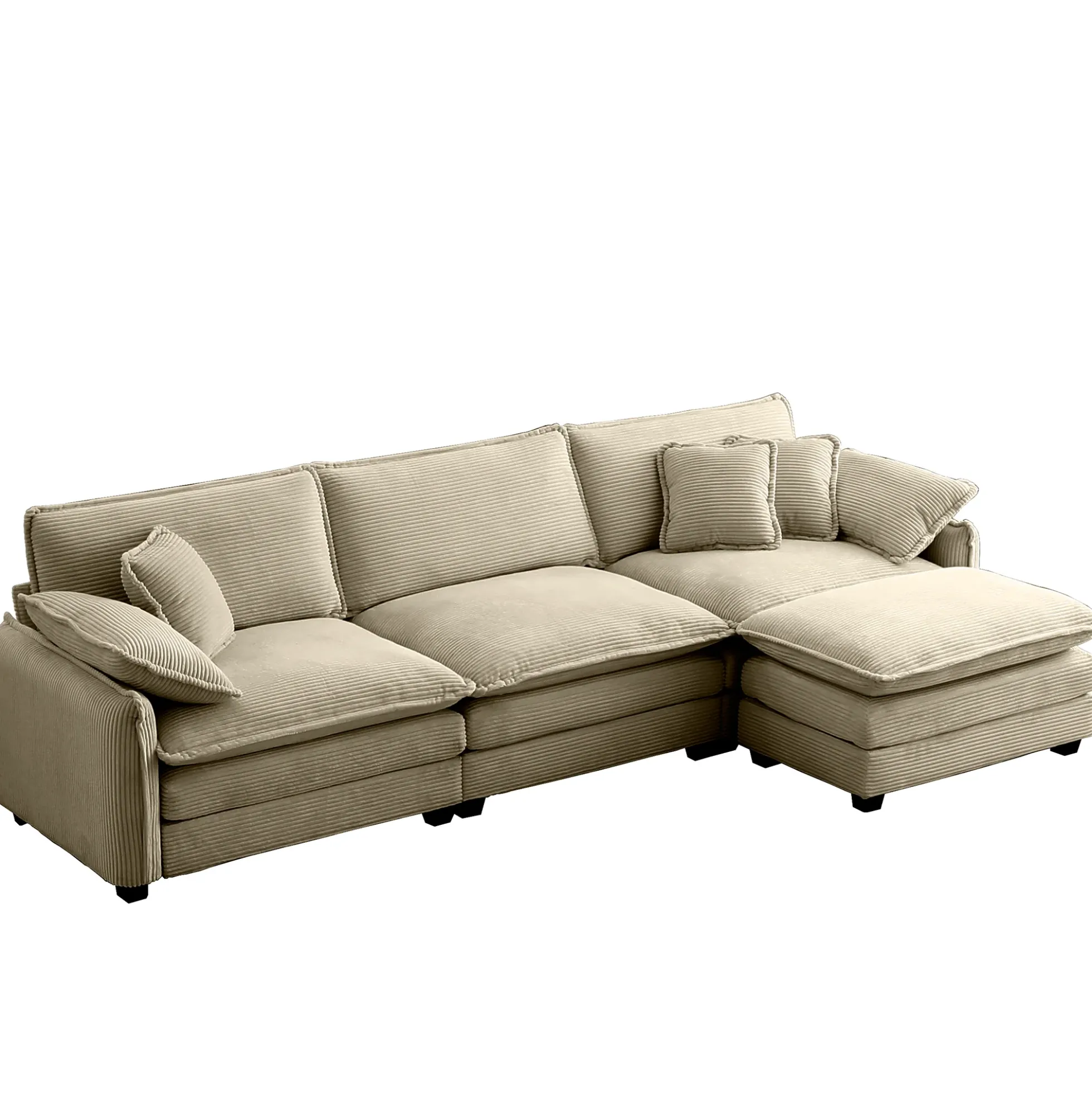 Walker Edison | Corduroy Cloud Couch with Ottoman