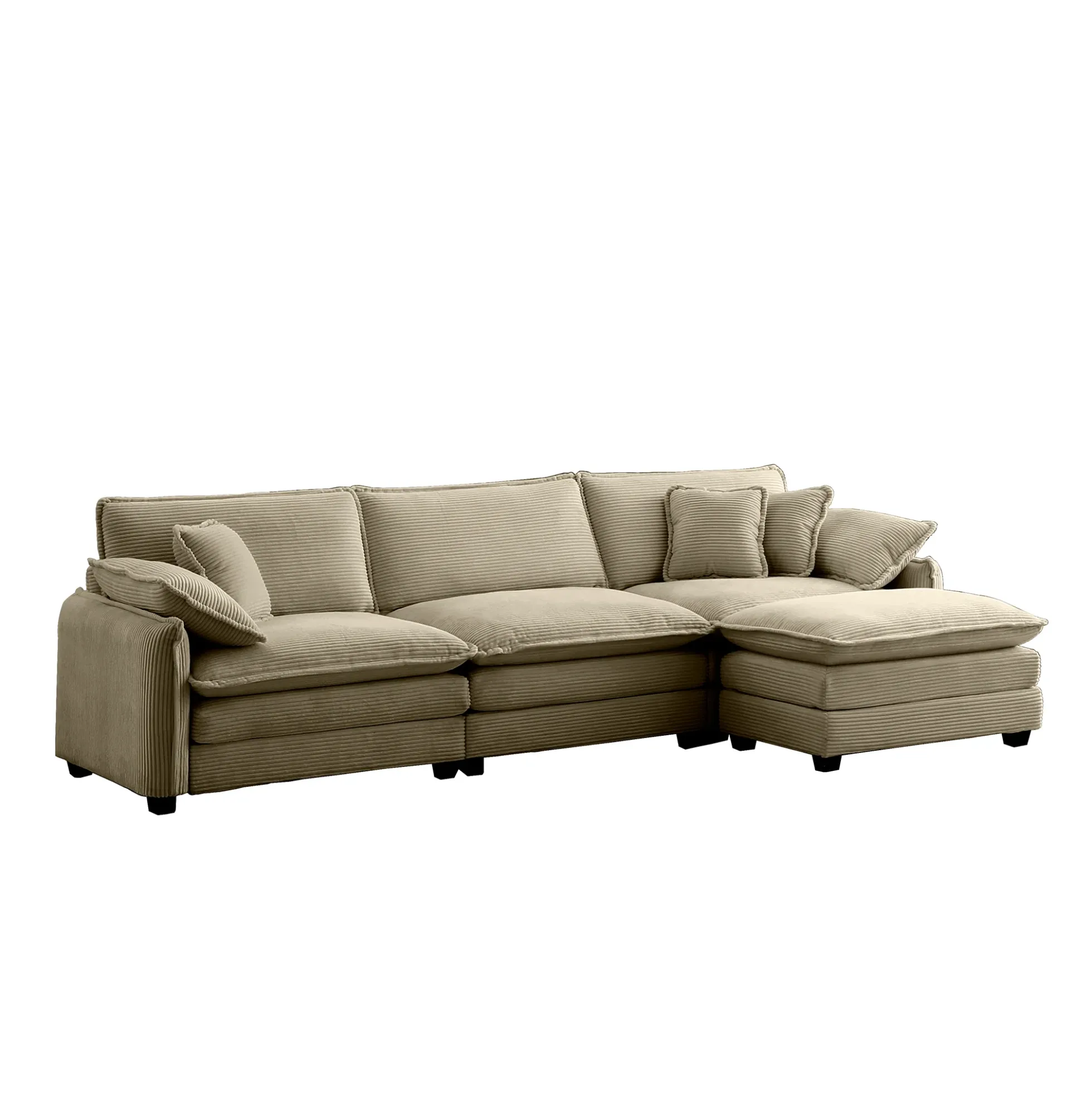 Walker Edison | Corduroy Cloud Couch with Ottoman