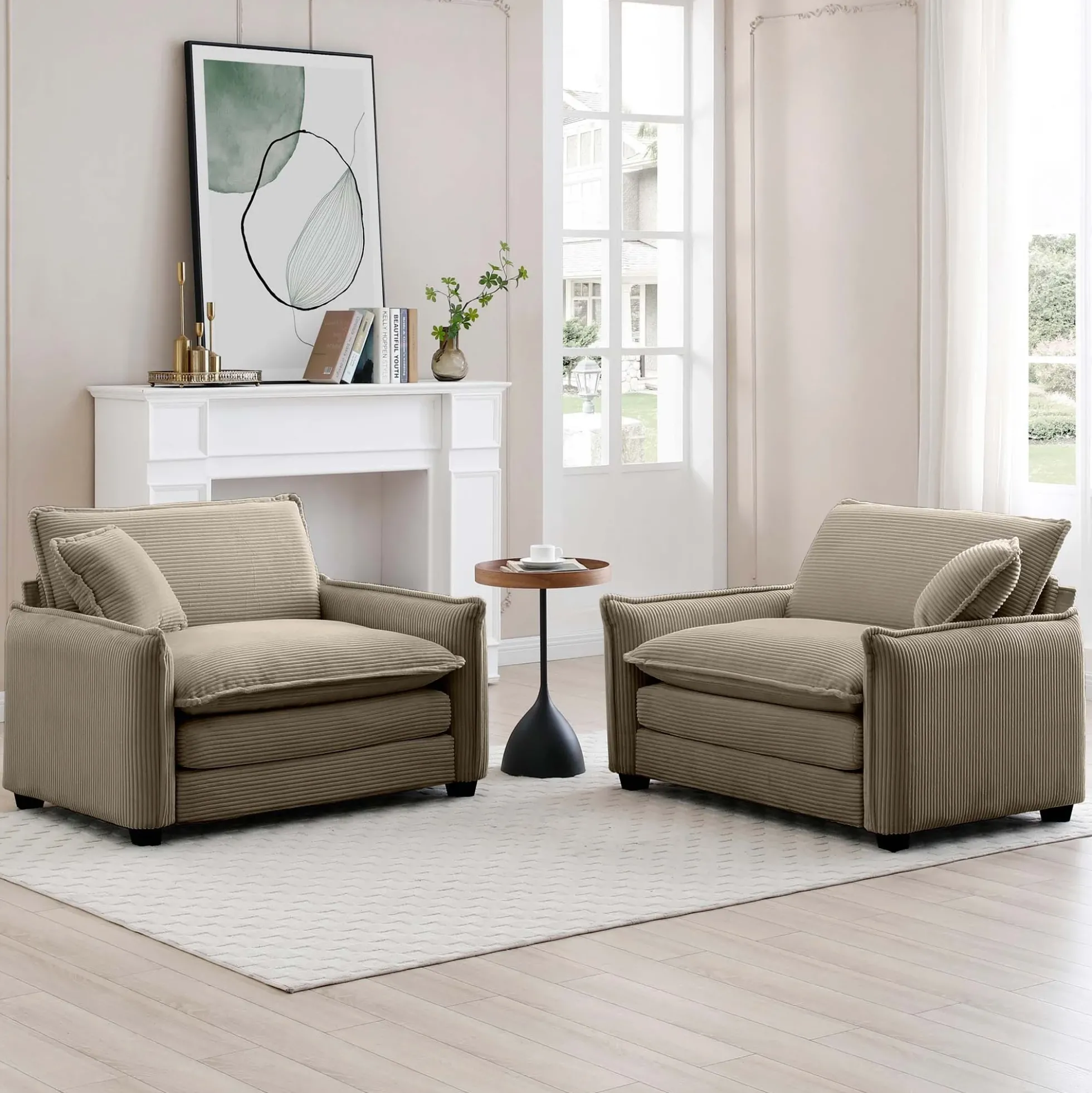 Walker Edison | Corduroy Cloud Deep Seated Accent Sofa Chairs