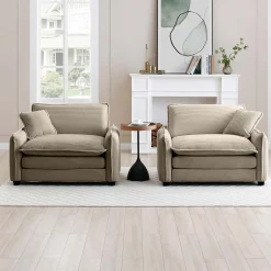 Walker Edison | Corduroy Cloud Deep Seated Accent Sofa Chairs