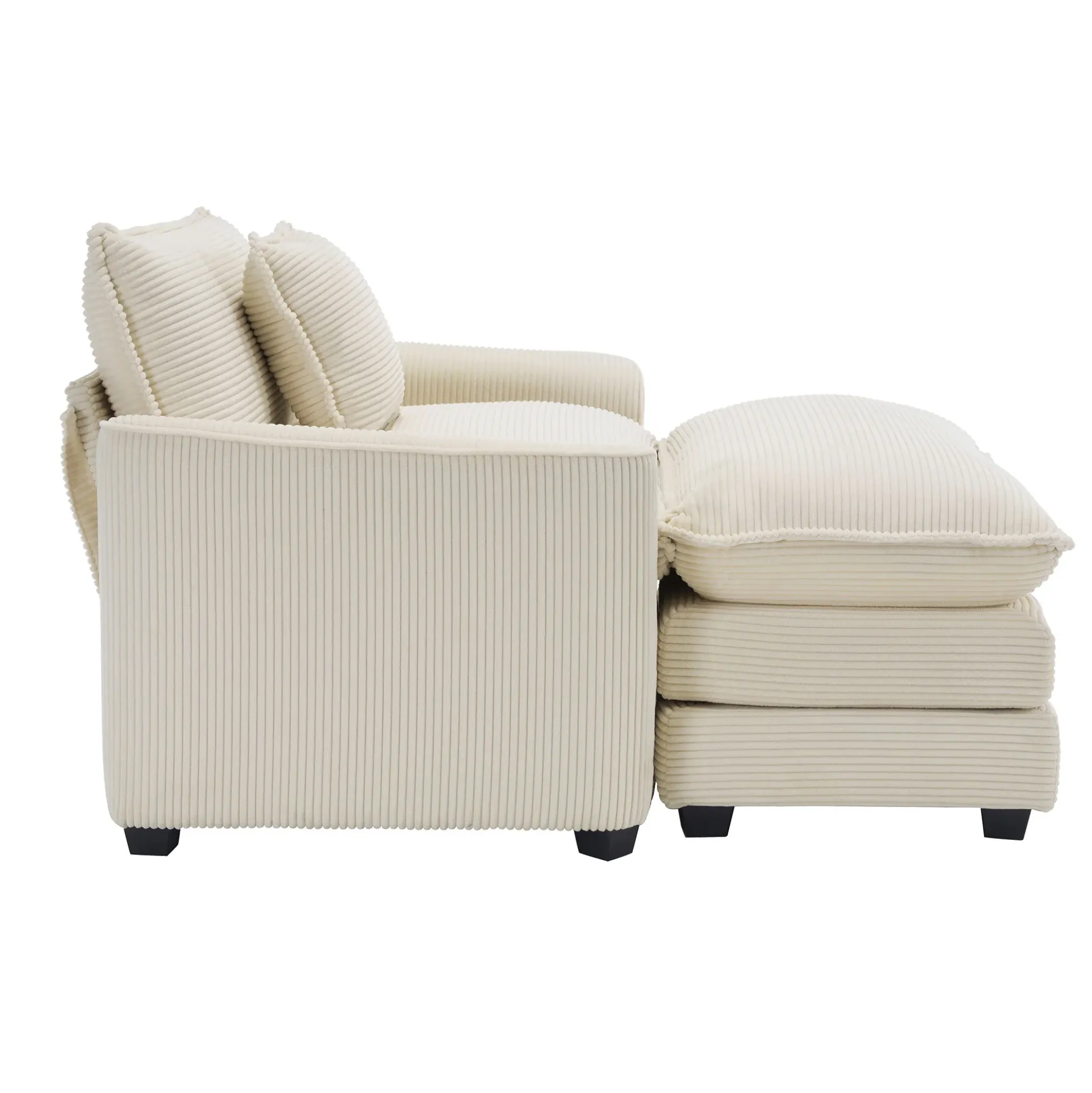 Walker Edison | Corduroy Deep Seat Cloud Accent Chair with Ottoman Set