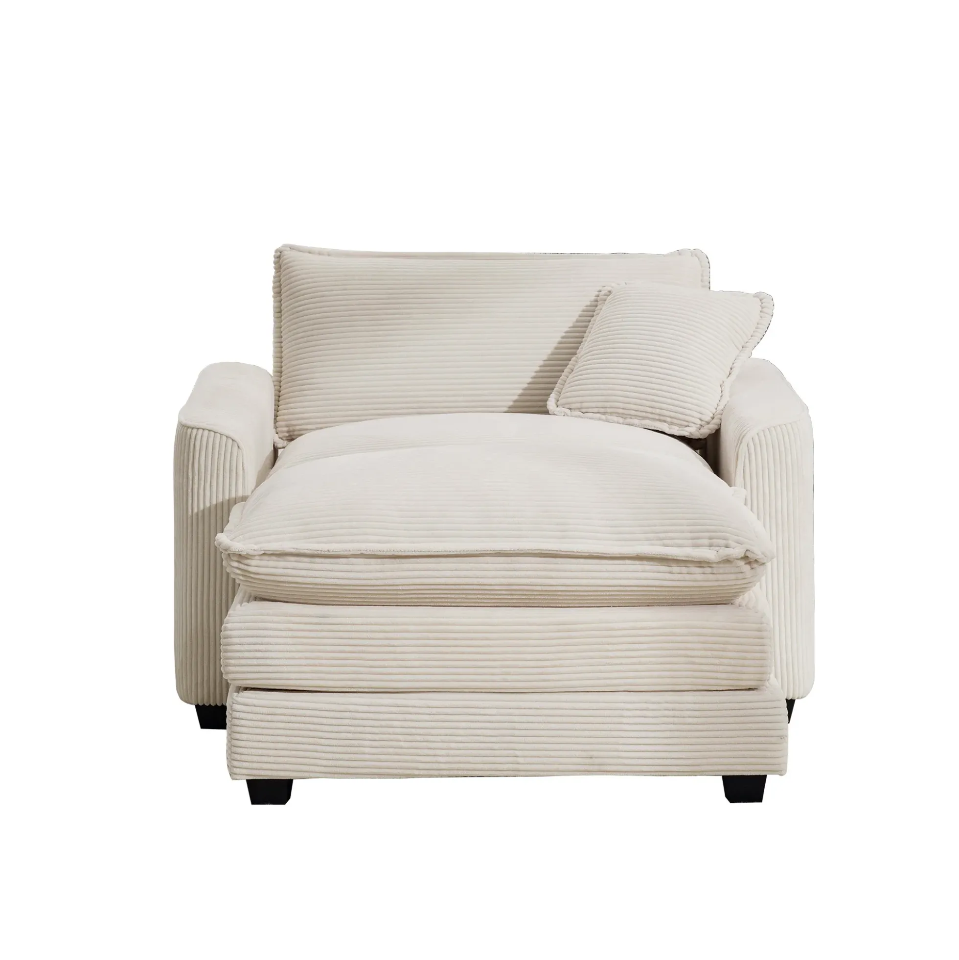 Walker Edison | Corduroy Deep Seat Cloud Accent Chair with Ottoman Set