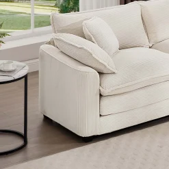 Walker Edison | Corduroy Deep Seat Cloud Accent Chair with Ottoman Set