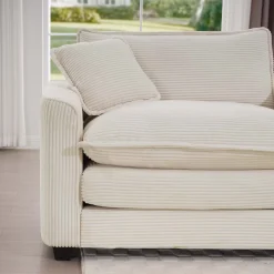 Walker Edison | Corduroy Deep Seat Cloud Accent Chair with Ottoman Set