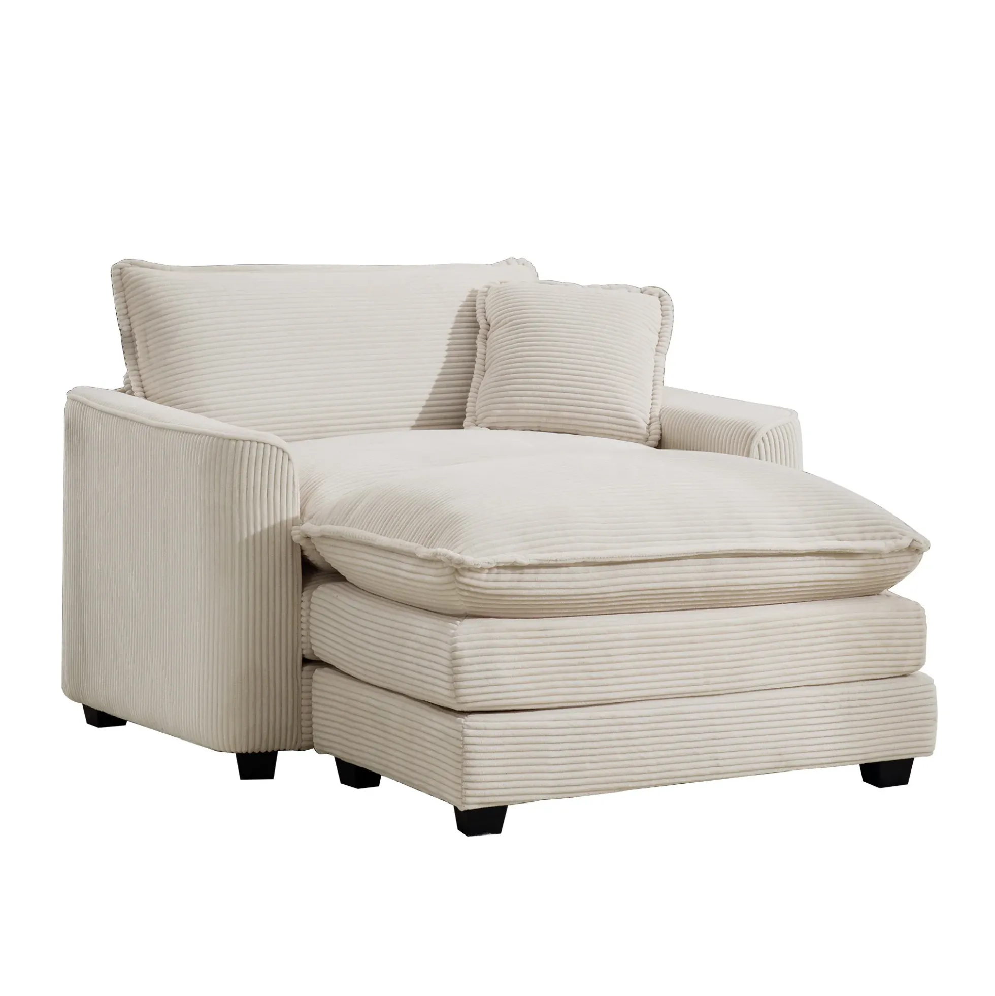 Walker Edison | Corduroy Deep Seat Cloud Accent Chair with Ottoman Set