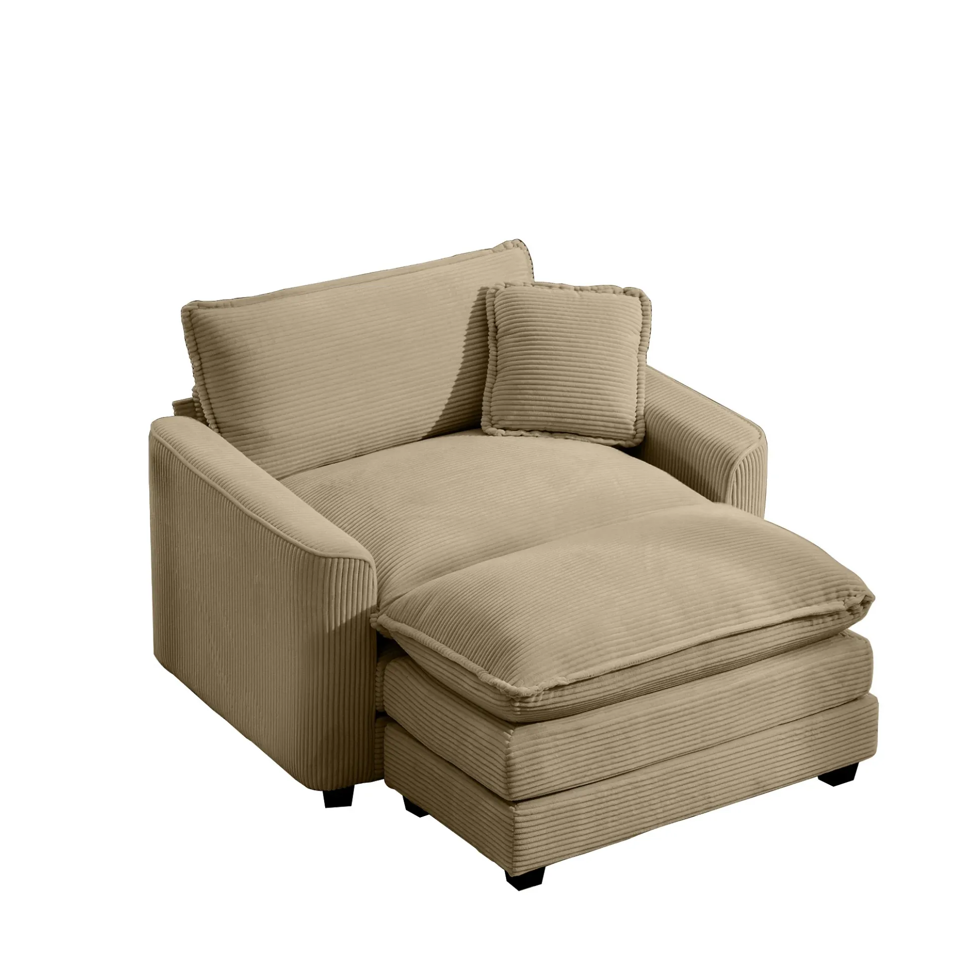 Walker Edison | Corduroy Deep Seat Sofa Chair with Ottoman