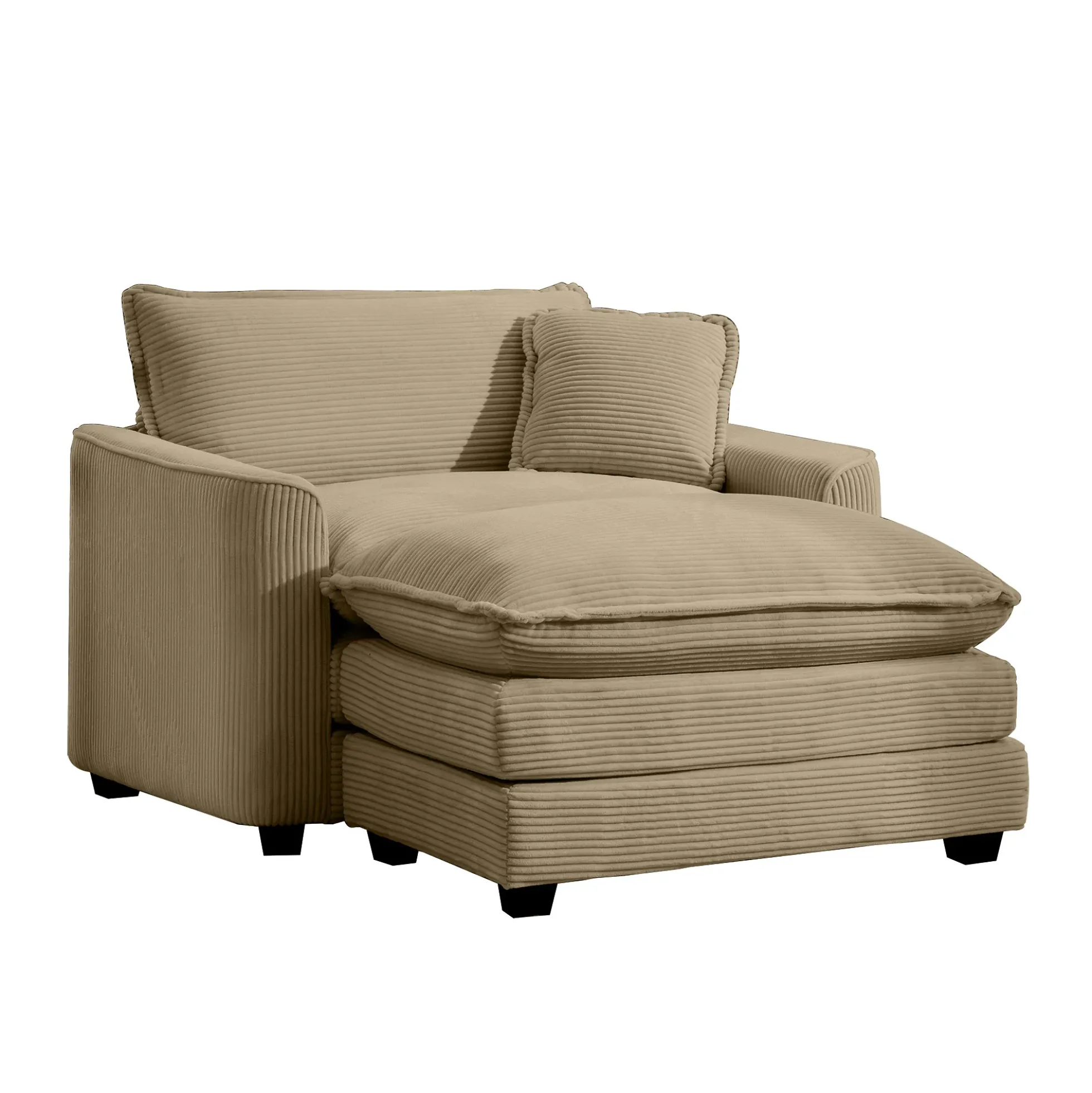 Walker Edison | Corduroy Deep Seat Sofa Chair with Ottoman