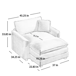 Walker Edison | Corduroy Deep Seat Sofa Chair with Ottoman