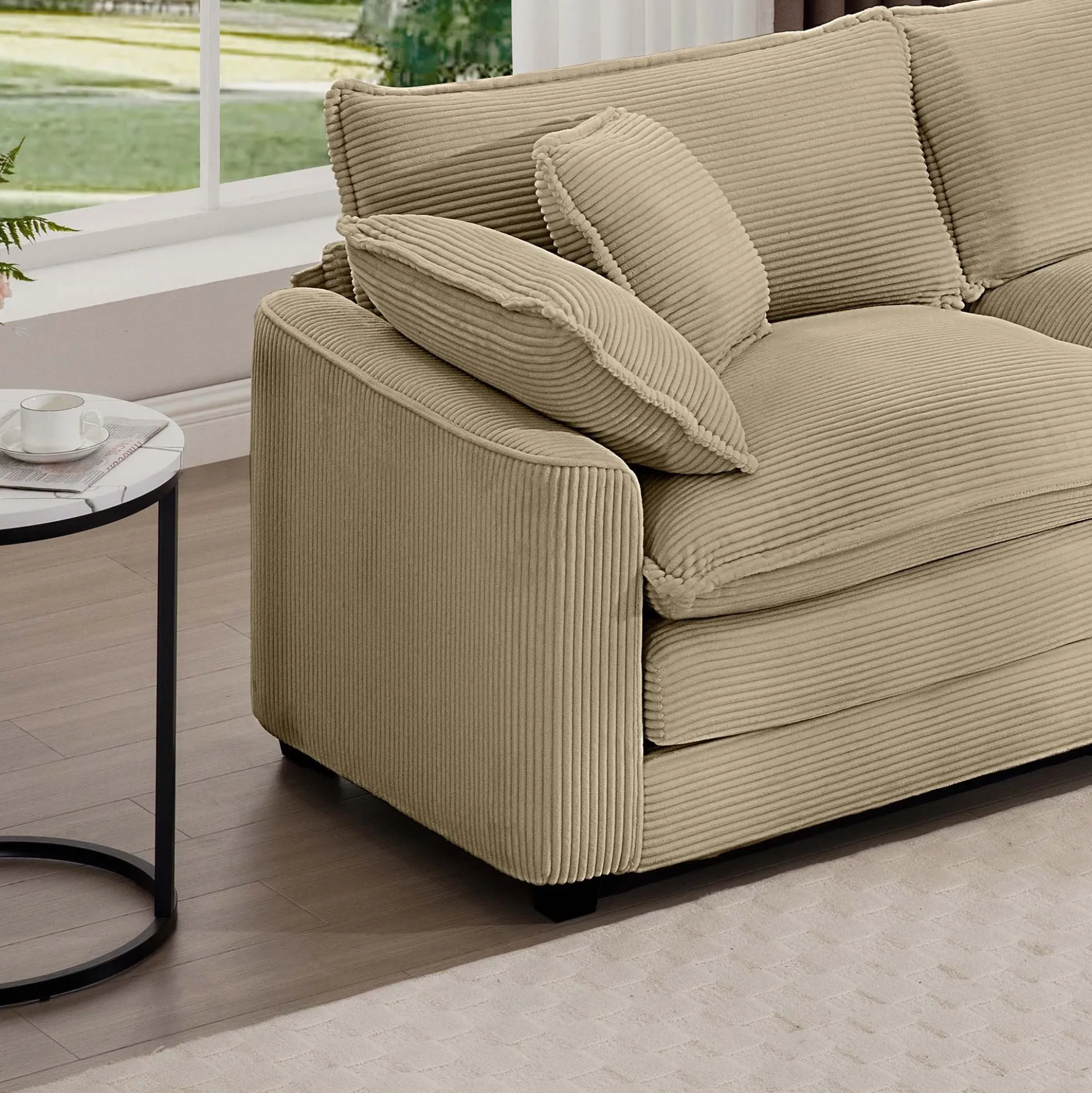 Walker Edison | Corduroy Deep Seat Sofa Chair with Ottoman