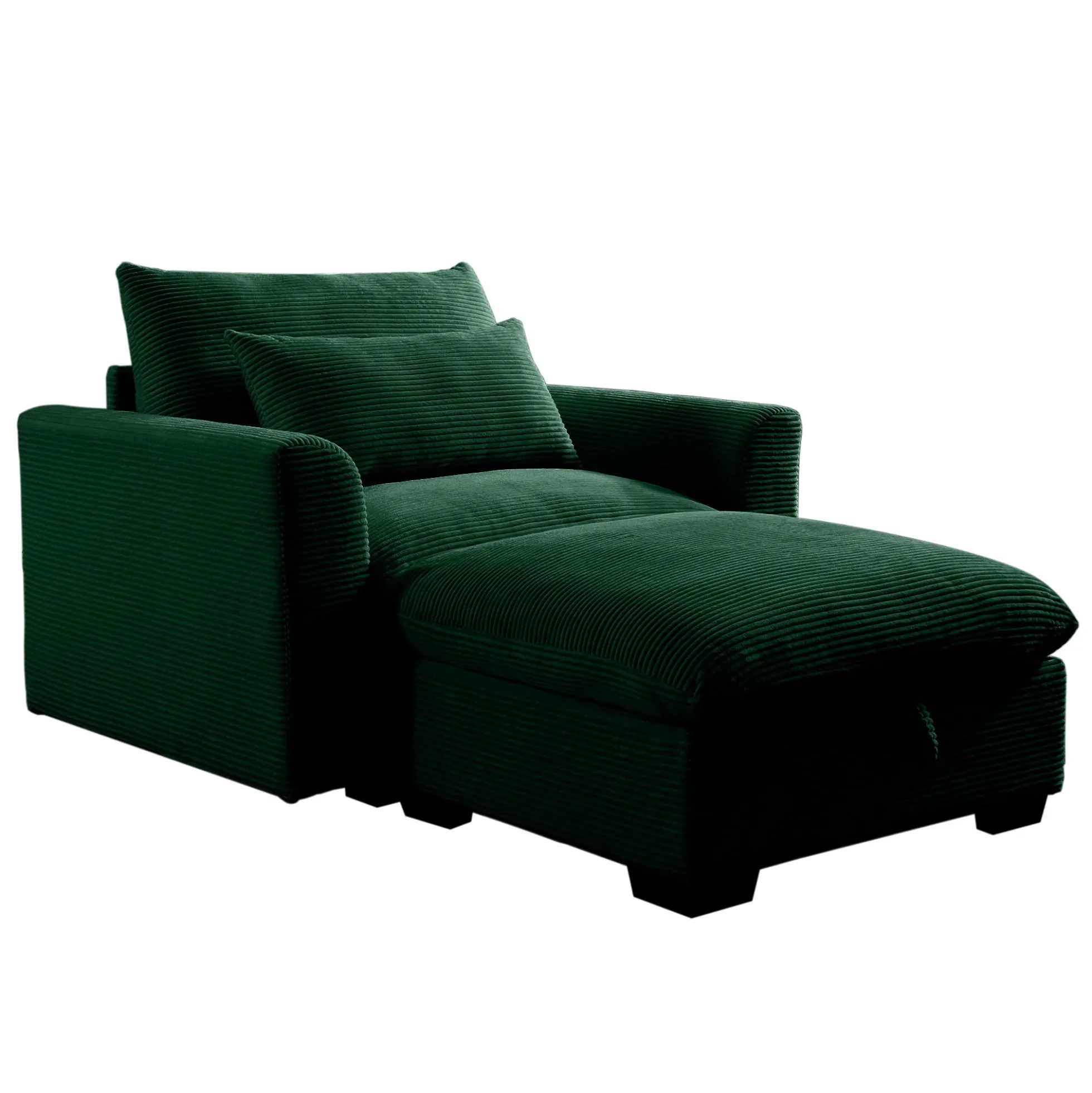 Walker Edison | Corduroy Deep Seat Accent Chair with Storage Ottoman