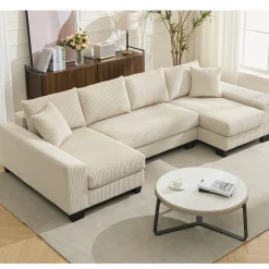 Walker Edison | Corduroy Pull Out 114' Sleeper Sofa Bed