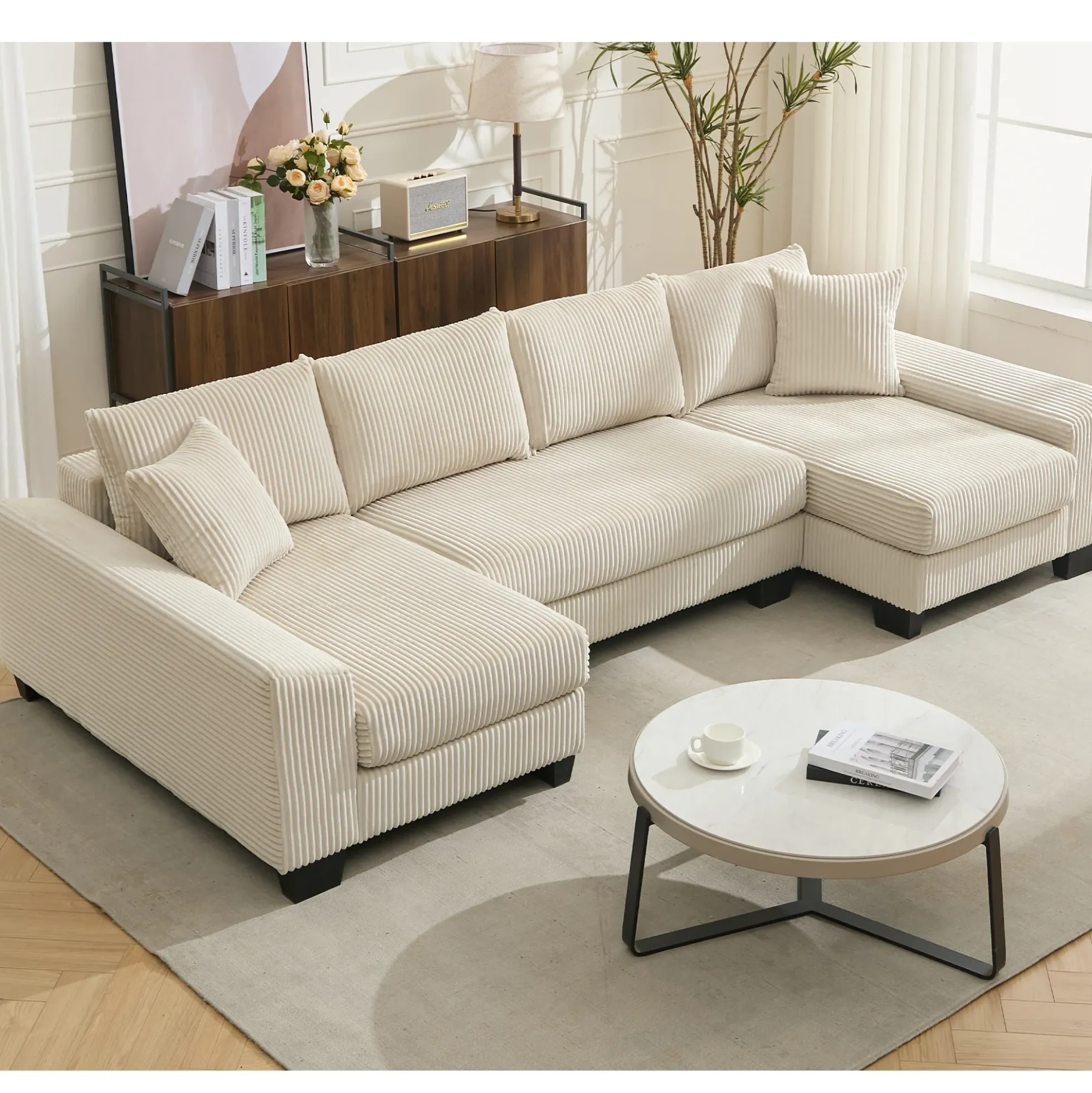 Walker Edison | Corduroy Pull Out 114' Sleeper Sofa Bed