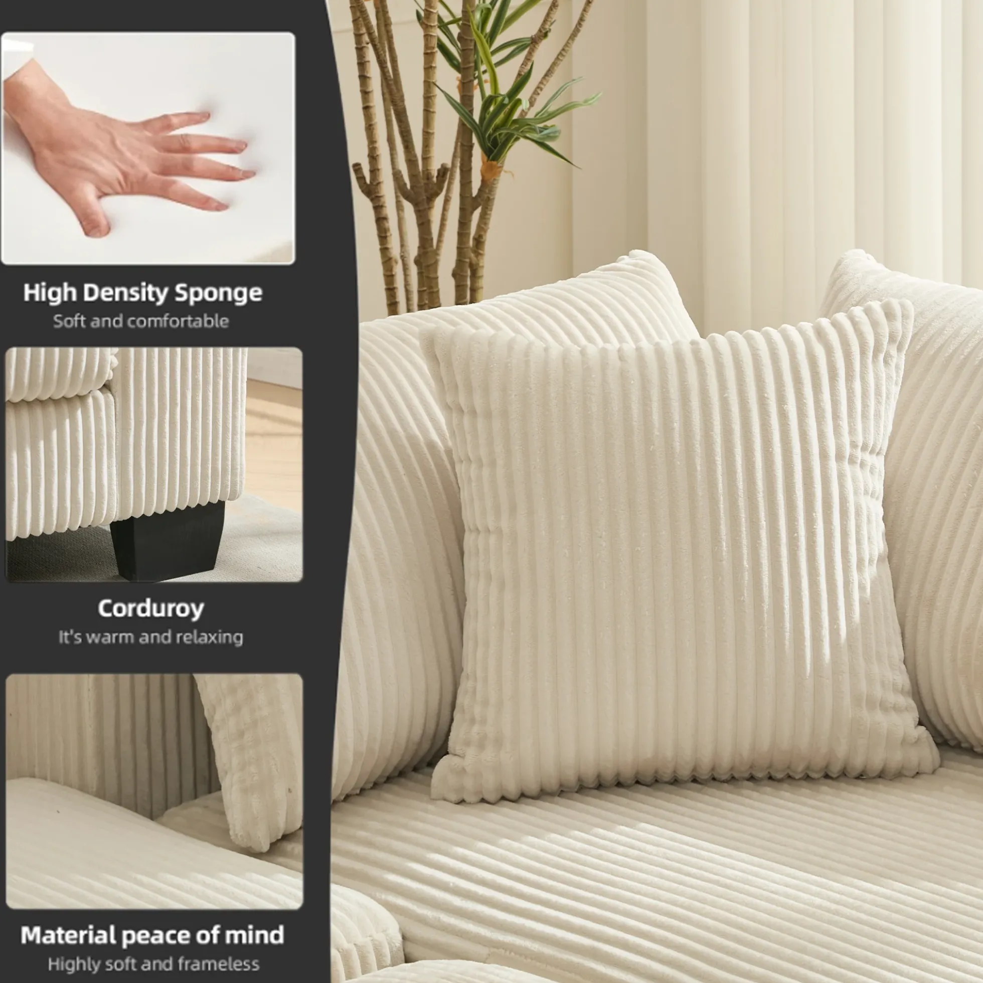 Walker Edison | Corduroy Pull Out 114' Sleeper Sofa Bed
