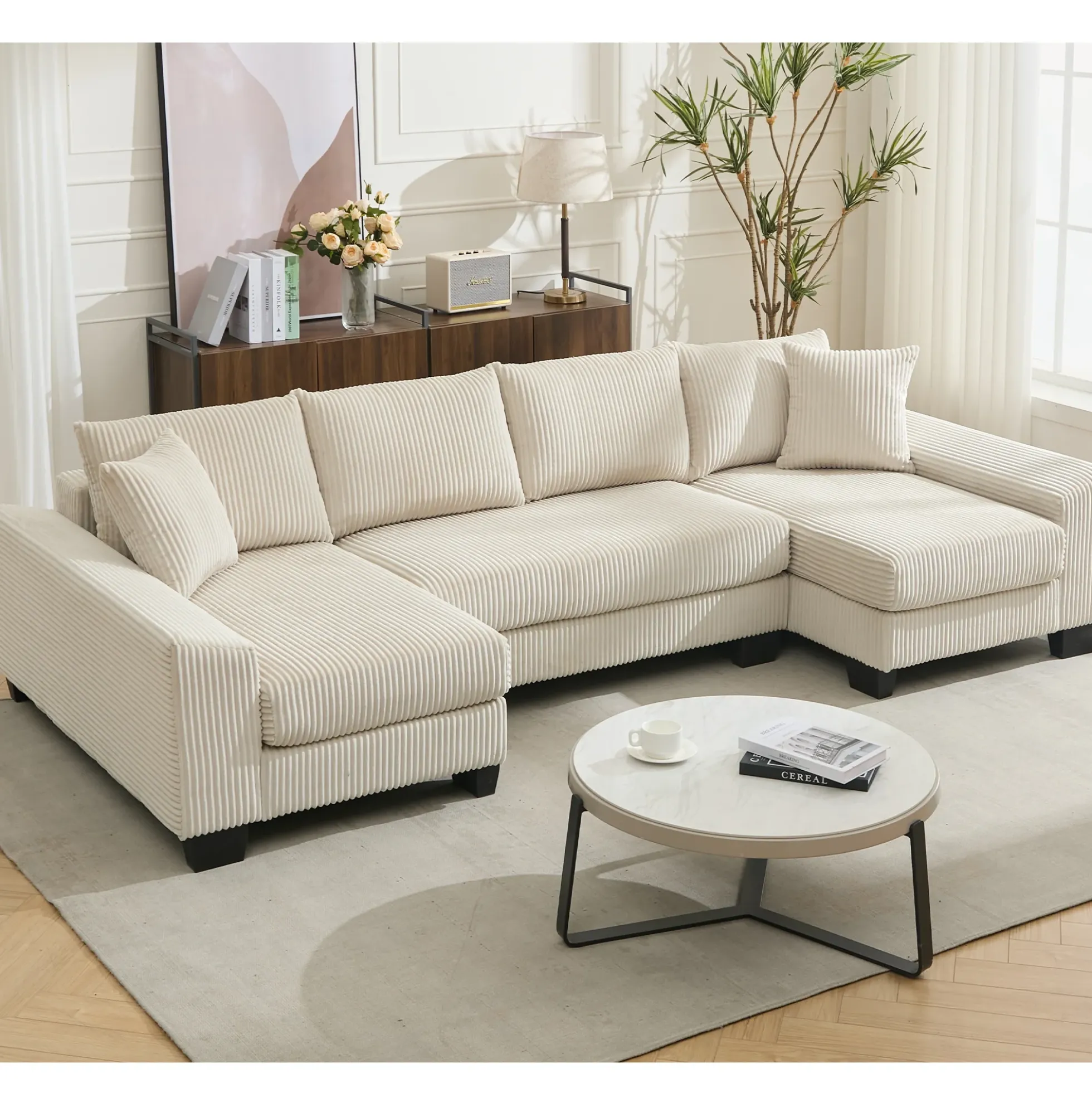 Walker Edison | Corduroy Pull Out 114' Sleeper Sofa Bed