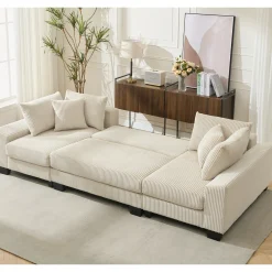 Walker Edison | Corduroy Pull Out 114' Sleeper Sofa Bed