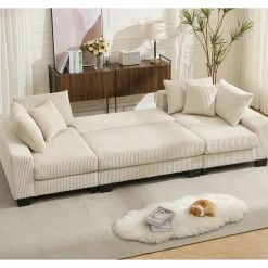 Walker Edison | Corduroy Pull Out 114' Sleeper Sofa Bed