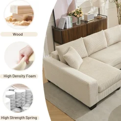 Walker Edison | Corduroy Pull Out 114' Sleeper Sofa Bed