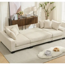 Walker Edison | Corduroy Pull Out 114' Sleeper Sofa Bed