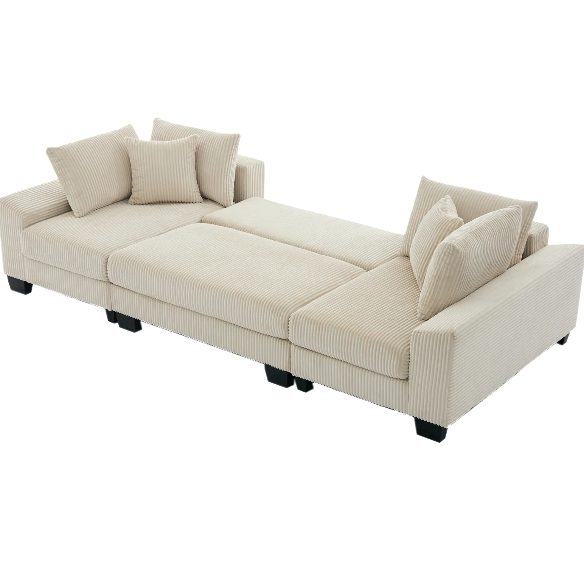 Walker Edison | Corduroy Pull Out 114' Sleeper Sofa Bed