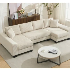 Walker Edison | Corduroy Pull Out 114' Sleeper Sofa Bed