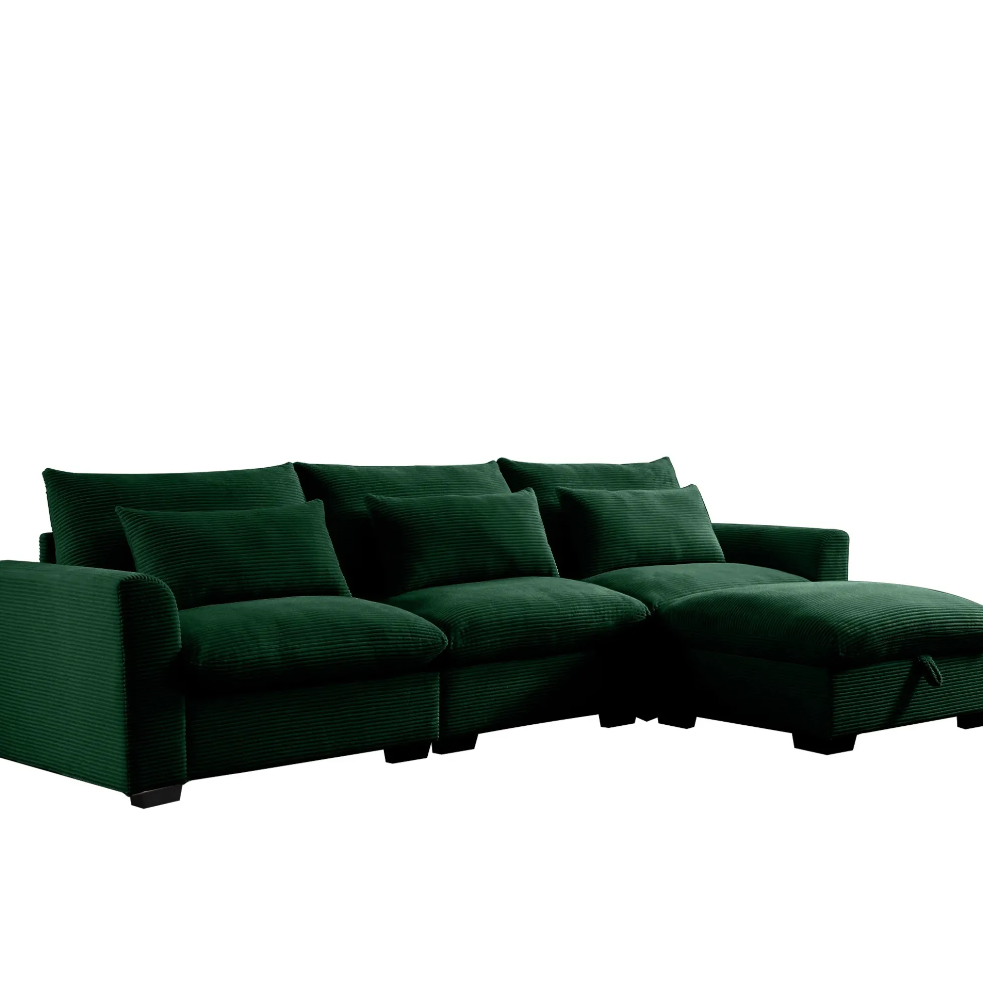 Walker Edison | Corduroy Sectional Sofa with Storage Ottoman