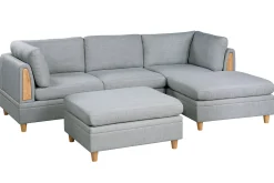 Walker Edison | Corner 5 Piece Modular Sofa Set with Ottoman