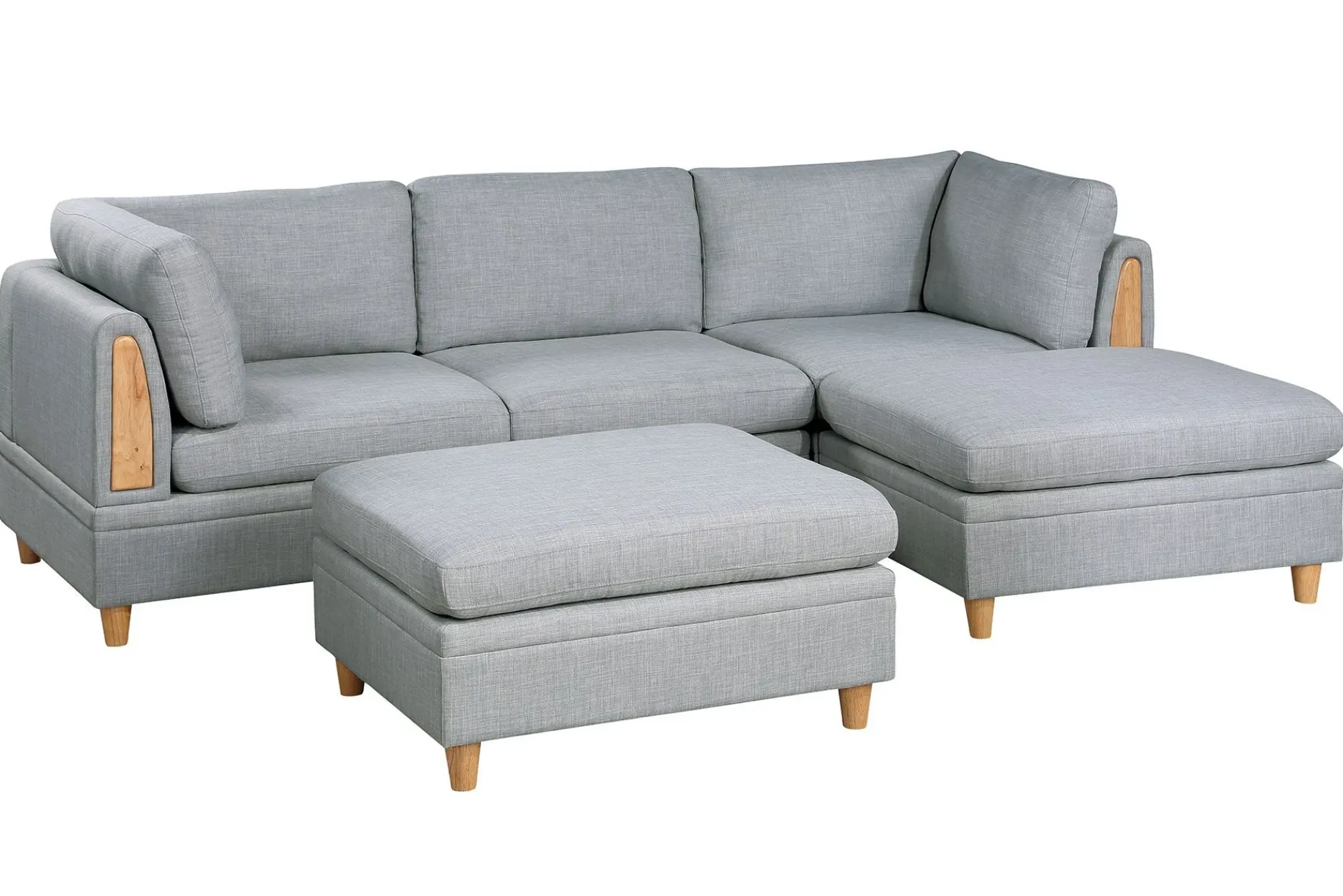 Walker Edison | Corner 5 Piece Modular Sofa Set with Ottoman
