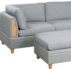 Walker Edison | Corner 5 Piece Modular Sofa Set with Ottoman