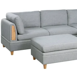 Walker Edison | Corner 5 Piece Modular Sofa Set with Ottoman