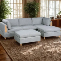Walker Edison | Corner 5 Piece Modular Sofa Set with Ottoman