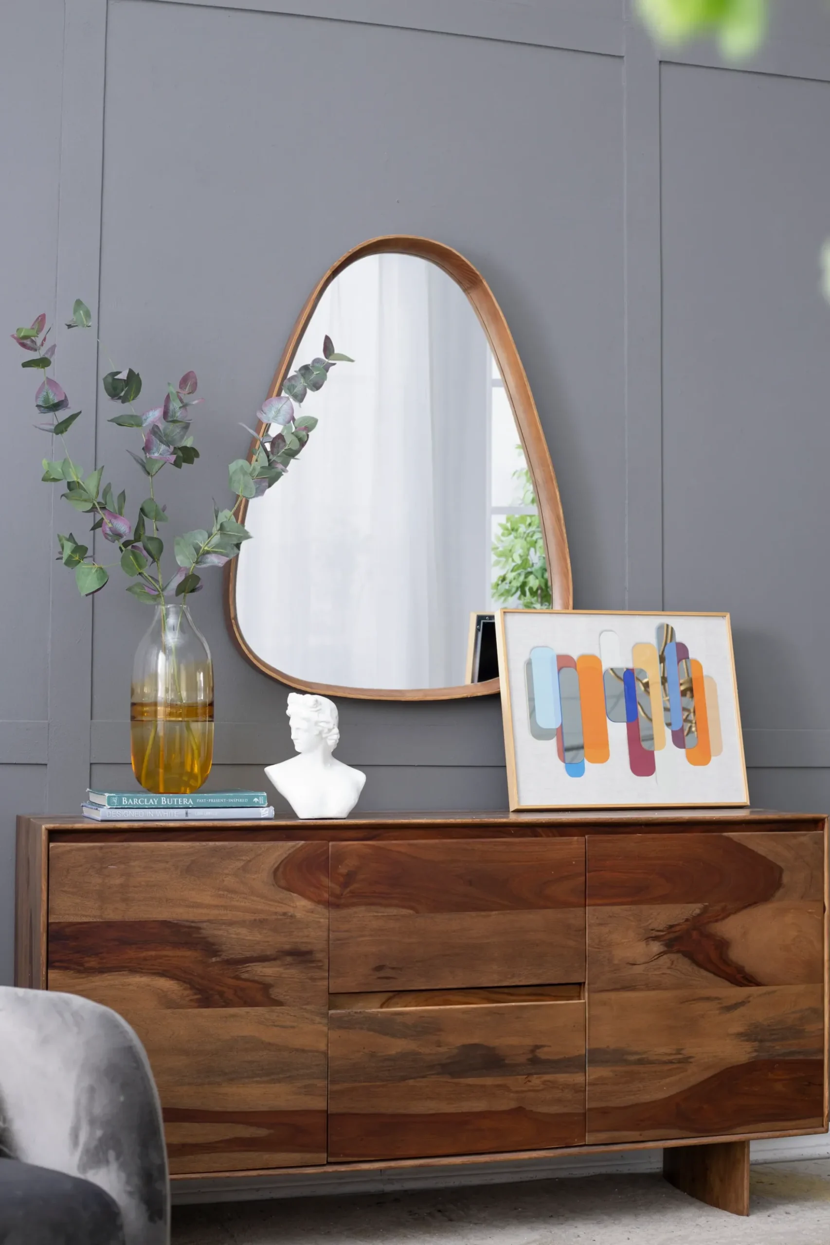 Walker Edison | Curve Design Wood Mirror