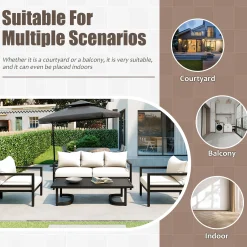 Walker Edison | Curve Design Steel Outdoor Sofa Set