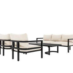 Walker Edison | Curve Design Steel Outdoor Sofa Set
