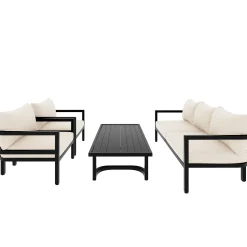 Walker Edison | Curve Design Steel Outdoor Sofa Set