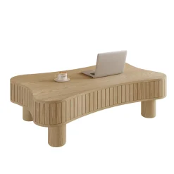 Walker Edison | Curve Design Reeded Lift Top Coffee Table and Desk