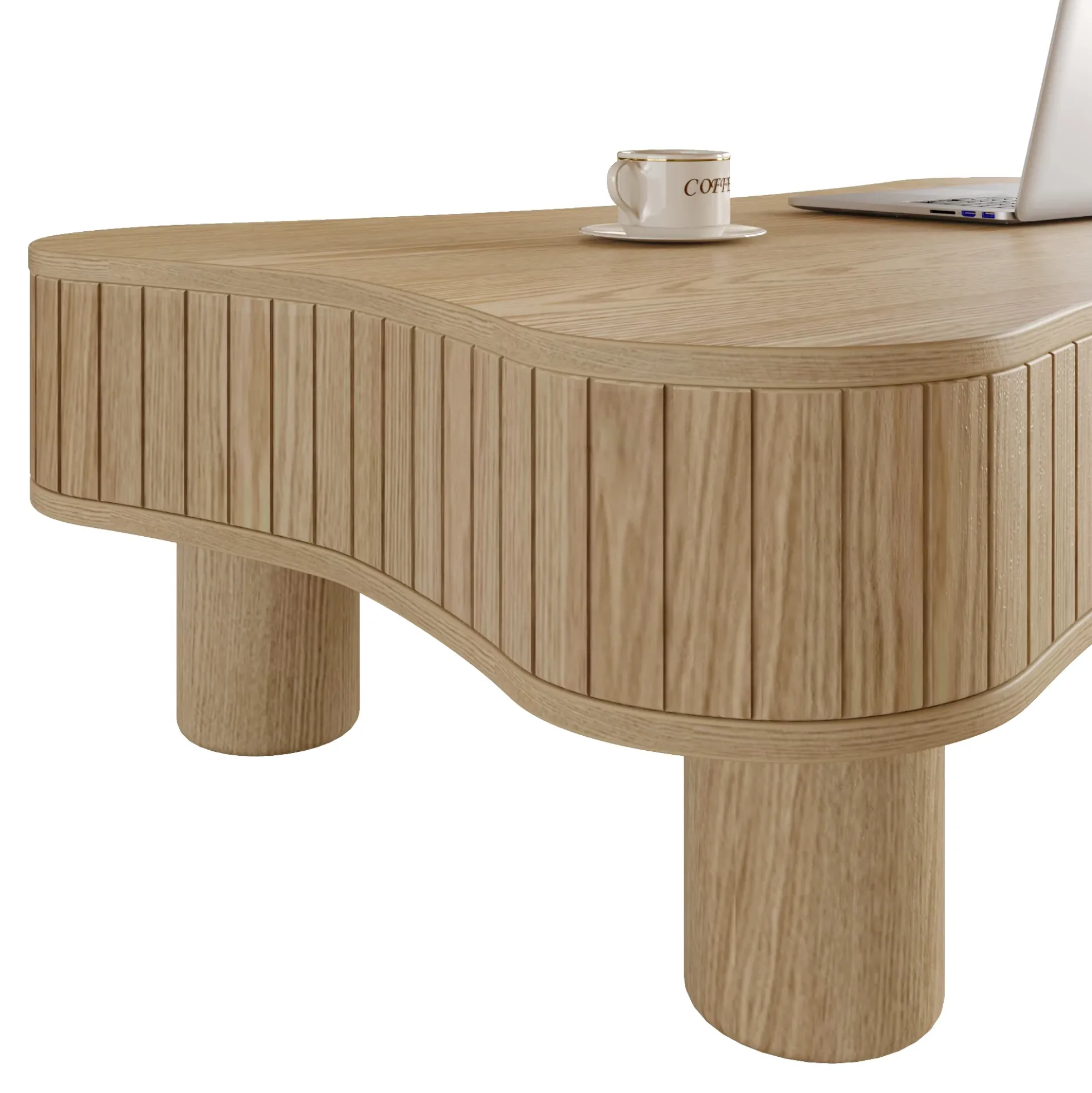 Walker Edison | Curve Design Reeded Lift Top Coffee Table and Desk