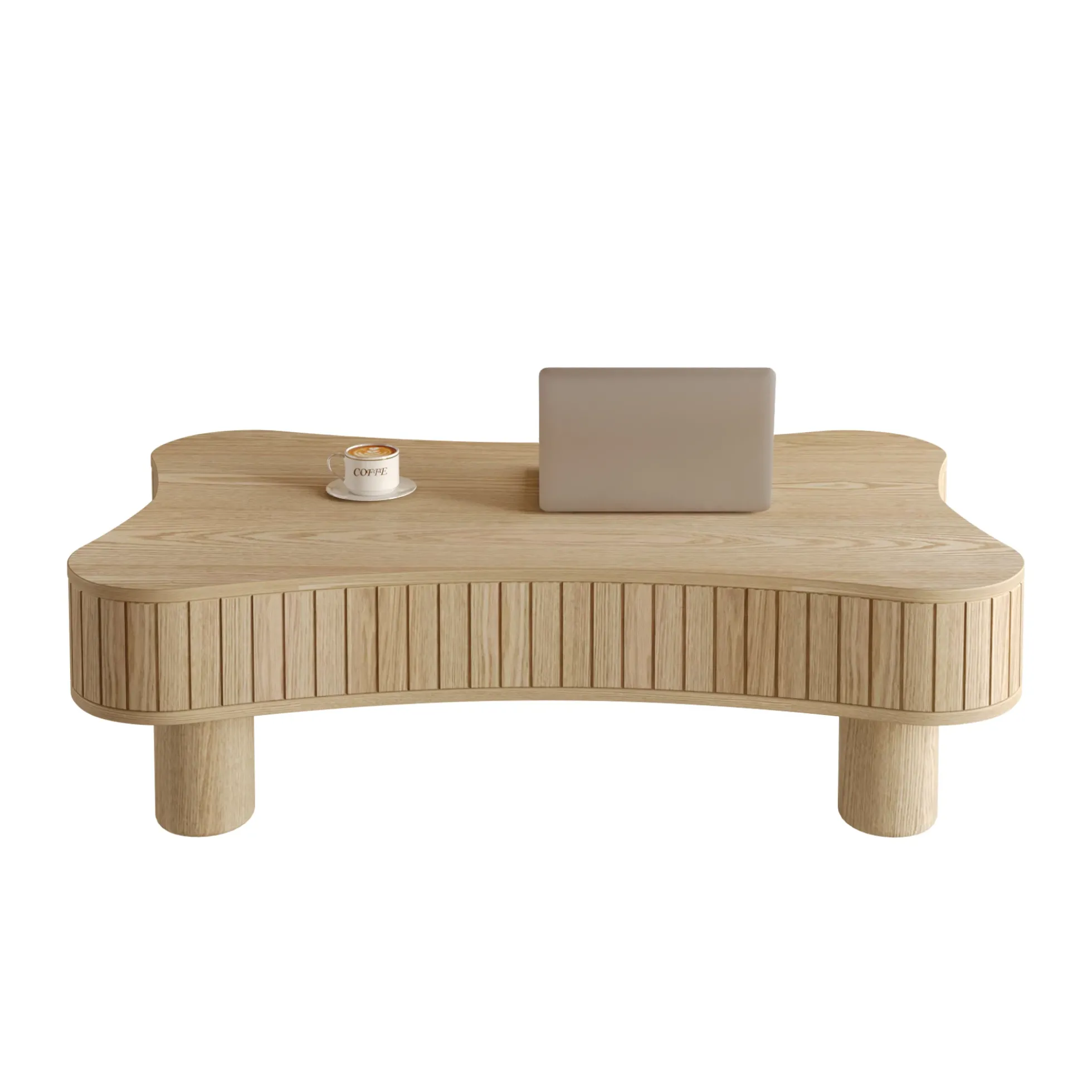 Walker Edison | Curve Design Reeded Lift Top Coffee Table and Desk