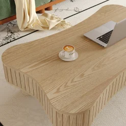Walker Edison | Curve Design Reeded Lift Top Coffee Table and Desk