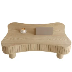 Walker Edison | Curve Design Reeded Lift Top Coffee Table and Desk