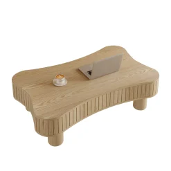 Walker Edison | Curve Design Reeded Lift Top Coffee Table and Desk
