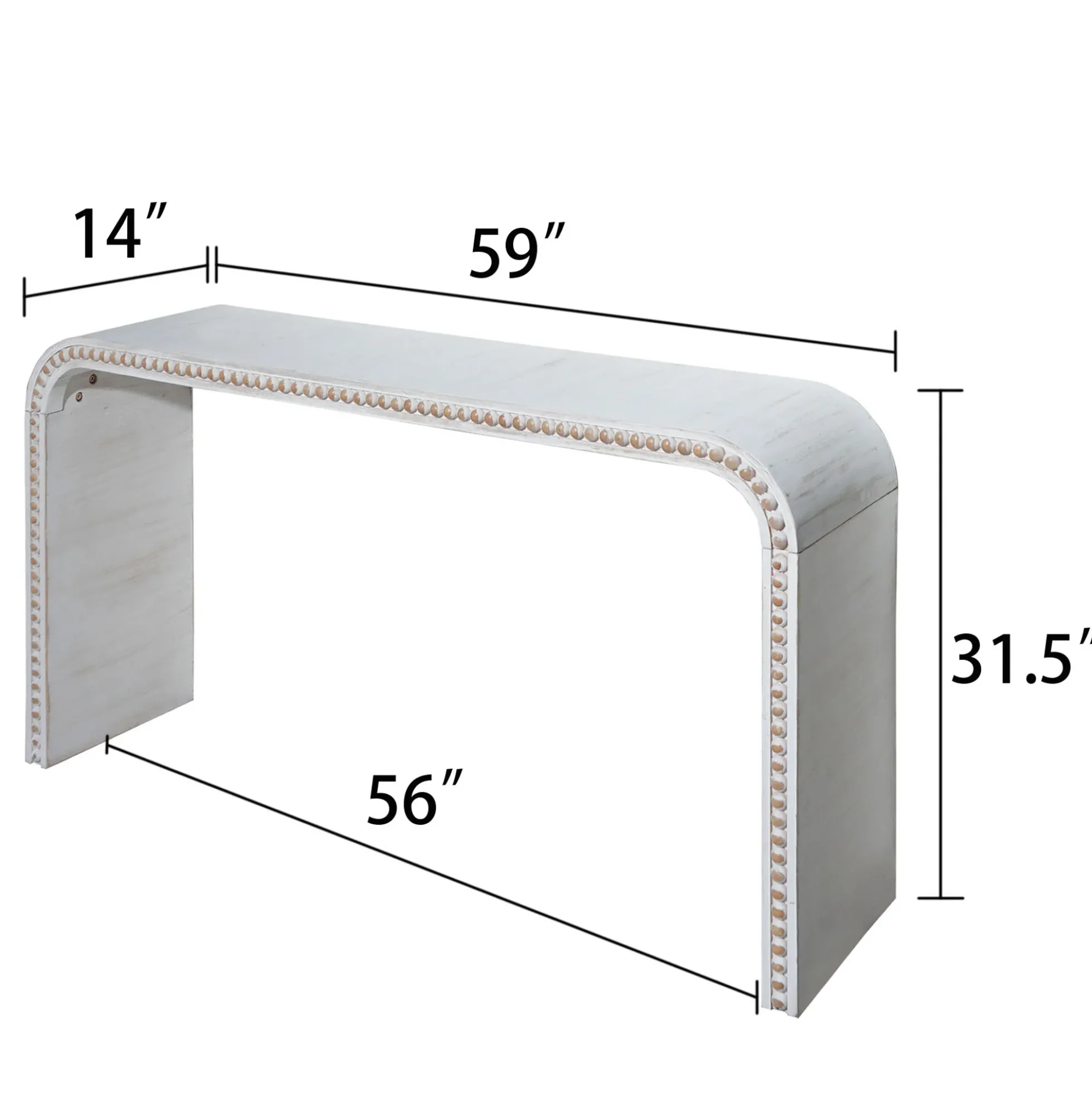 Walker Edison | Curve Design Washed White 59" Entryway Console Table