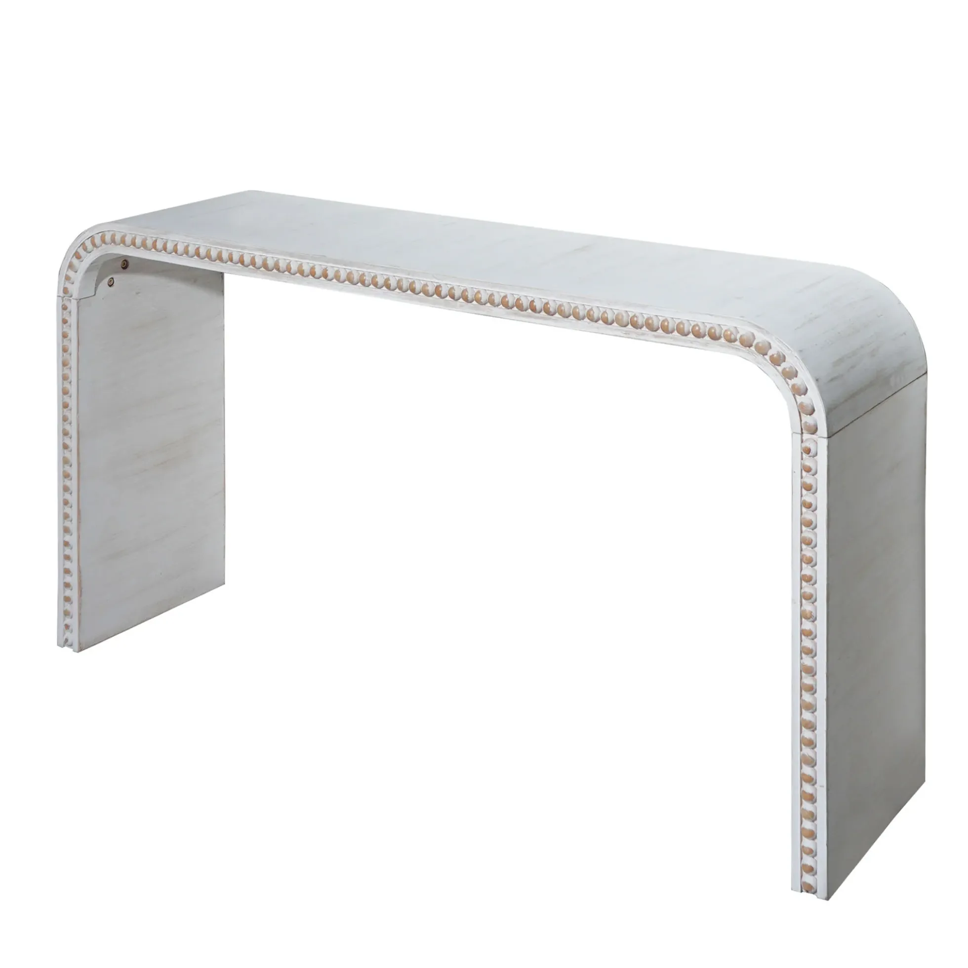 Walker Edison | Curve Design Washed White 59" Entryway Console Table