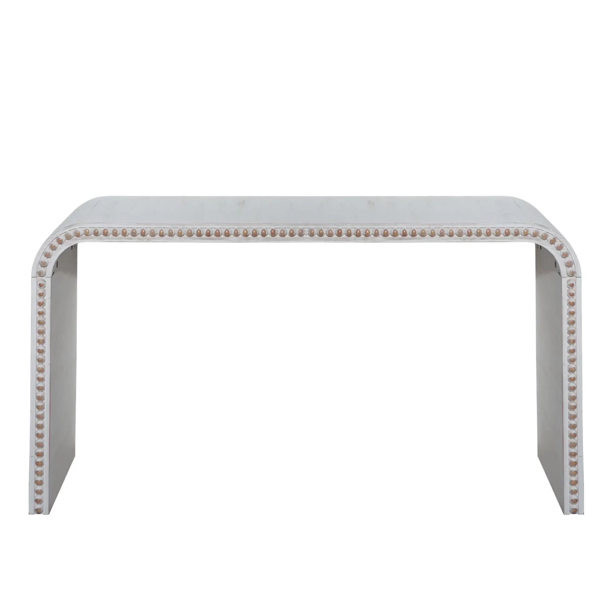Walker Edison | Curve Design Washed White 59" Entryway Console Table