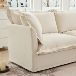 Walker Edison | Deep Seat Slipcovered Accent Chair Set