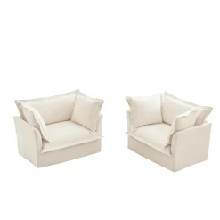 Walker Edison | Deep Seat Slipcovered Accent Chair Set