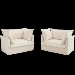 Walker Edison | Deep Seat Slipcovered Accent Chair Set
