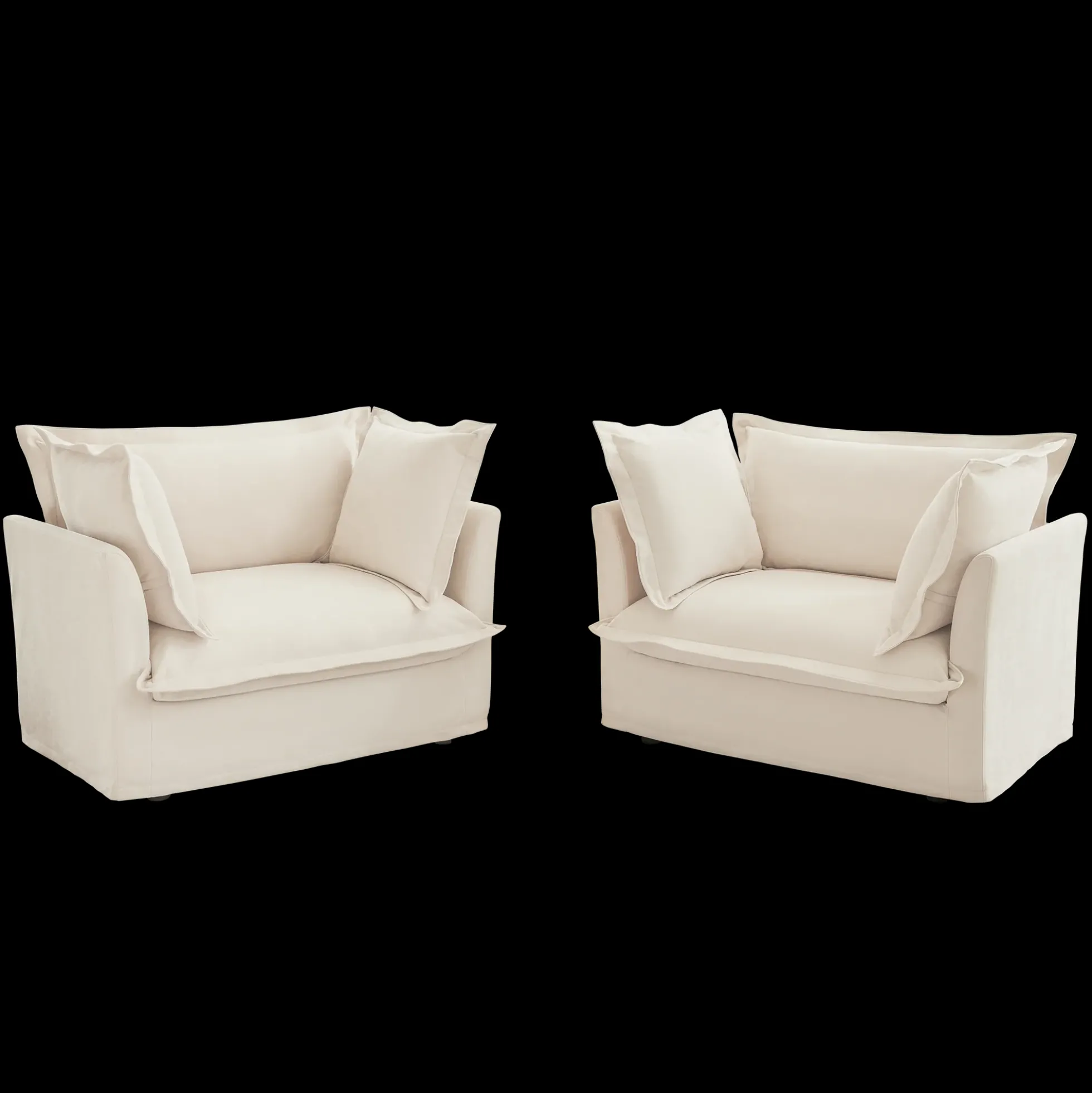 Walker Edison | Deep Seat Slipcovered Accent Chair Set