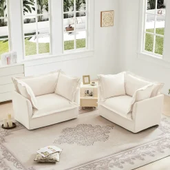 Walker Edison | Deep Seat Slipcovered Accent Chair Set