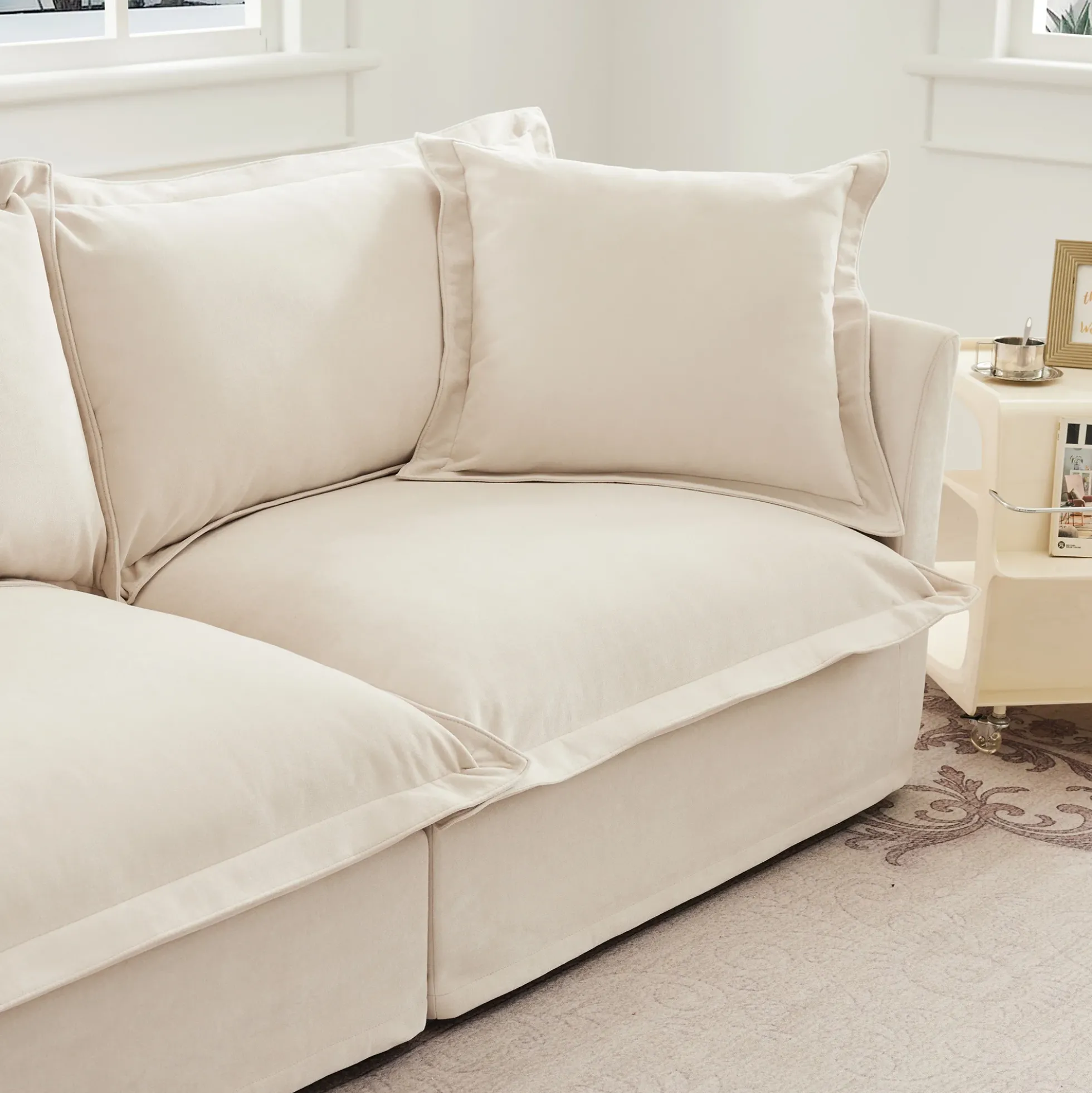 Walker Edison | Deep Seat Slipcovered Accent Chair Set