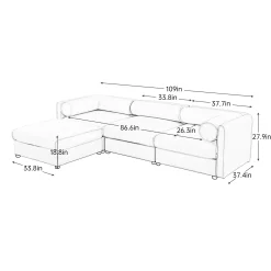 Walker Edison | Elegant Camel Chenille Sofa with Storage Seat and Ottoman